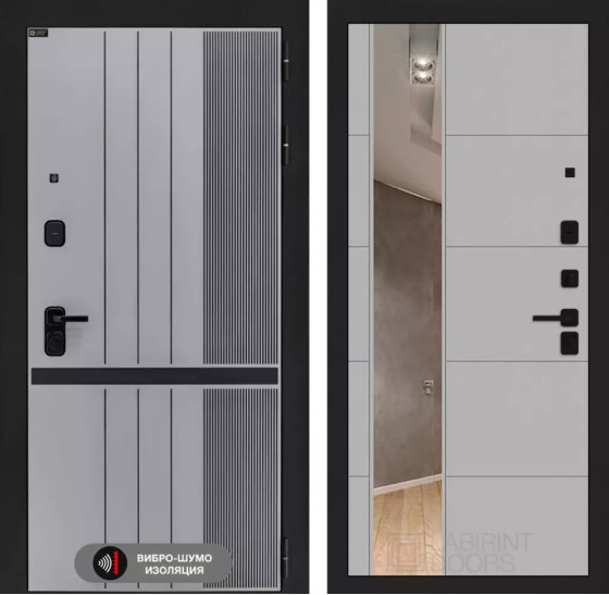 Входная дверь SKYLAB с зеркалом 19 - Грей софт | Фрезерованная МДФ панель 10 мм, цвет 