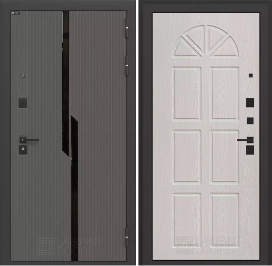 Входная дверь CARBON 15 - Алмон 25 Винорит | Декоративная MDF панель 10 мм с черным стеклом фацет, цвет 