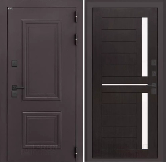 Входная дверь Полярис лайт 02 - Венге, стекло белое | Металлическая отделка методом давления на полотне, 960х2050 мм (внешний 1130х2130 мм), 880х2050 мм (внешний 1050х2130 мм)