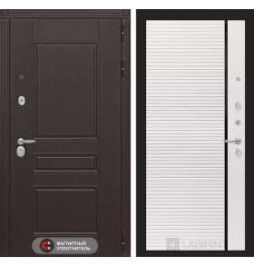 Входная дверь Мегаполис 22 - Белый софт, черная вставка