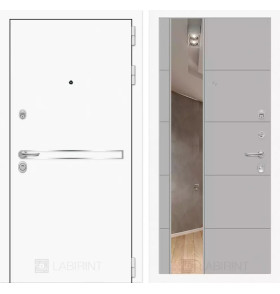 Входная дверь Лайн WHITE с Зеркалом 19 - Грей софт