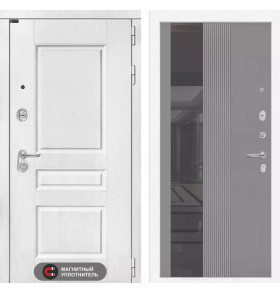 Входная дверь VERSAL с Зеркалом 32 тонированным - Серый рельеф софт