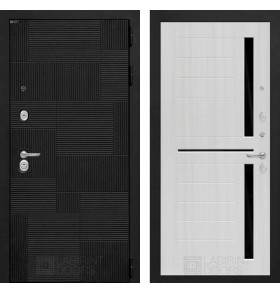 Входная дверь PAZL 02 - Сандал белый, стекло черное