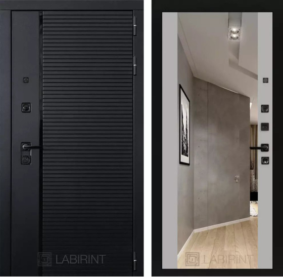 Входная дверь PIANO с зеркалом Максимум - Грей софт | Декоративная MDF панель 10 мм с наличниками, цвет 