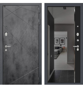 Входная дверь LOFT с зеркалом Панорама с тонировкой - Черный кварц