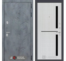 Входная дверь Бетон 02 - Сандал белый, стекло черное