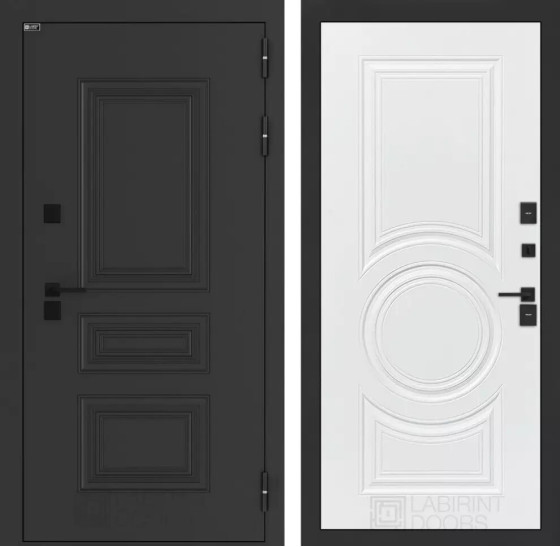 Входная дверь Аляска Лайт 23 - Белый софт | Металлическая отделка методом давления на полотне