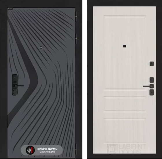 Входная дверь LEOLAB 03 - Сандал белый | Фрезерованная МДФ панель 10 мм, цвет 