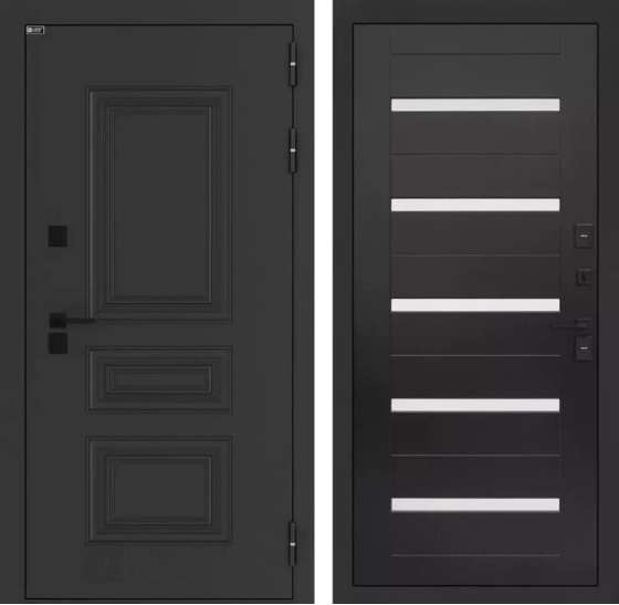 Входная дверь Аляска Лайт 01 - Венге, стекло белое | Металлическая отделка методом давления на полотне