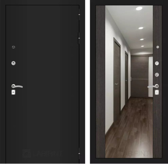 Входная дверь CLASSIC шагрень черная с Зеркалом Максимум - Венге | Металл с практичным покрытием 