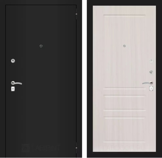 Входная дверь CLASSIC шагрень черная 03 - Сандал белый | Металл с практичным покрытием 