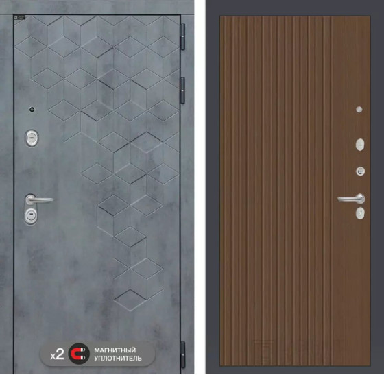Входная дверь Бетон 29 - Дуб кантри темный | Современная декоративная MDF панель 10 мм с наличником, цвет 