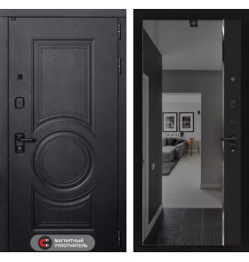 Входная дверь GRAND с зеркалом Панорама с тонировкой - Черный кварц