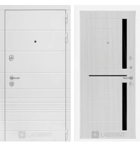 Входная дверь Трендо 02 - Сандал белый, стекло черное