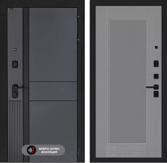 Входная дверь EVOLAB 30 - Серый рельеф софт | Фрезерованная МДФ панель 10 мм, цвет 