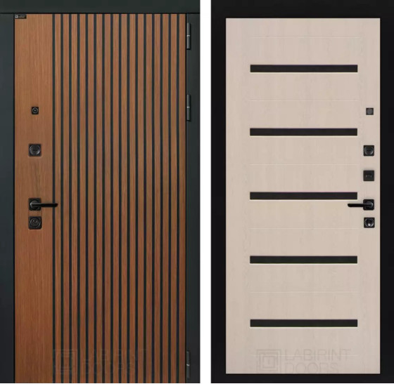 Входная дверь STORM 01 - Беленый дуб, стекло черное | Декоративная МДФ панель 10 мм в цвете 