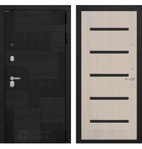 Входная дверь PAZL 01 - Беленый дуб, стекло черное
