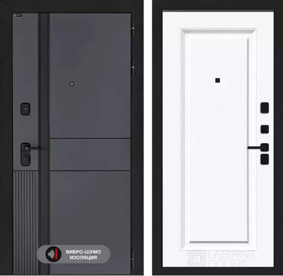 Входная дверь EVOLAB 27 - Эмаль RAL 9003 | Фрезерованная МДФ панель 10 мм, цвет 