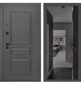 Входная дверь Орлеан с зеркалом Панорама с тонировкой - Черный кварц