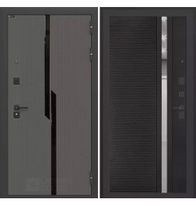Входная дверь CARBON 31 - Черный кварц, зеркальная вставка с тонировкой