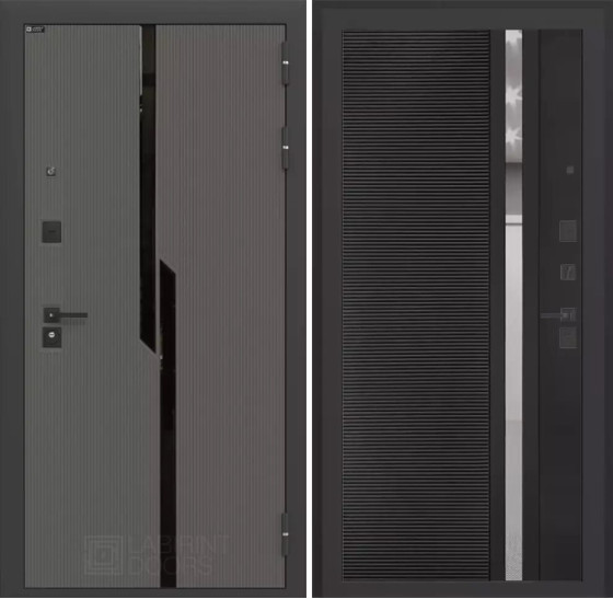 Входная дверь CARBON 31 - Черный кварц, зеркальная вставка с тонировкой | Декоративная MDF панель 10 мм с черным стеклом фацет, цвет 