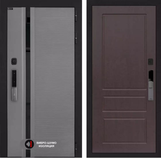 Входная дверь Пиано Смарт 2.0 панель 03 - Орех премиум | Фрезерованная МДФ панель 10 мм, цвет 