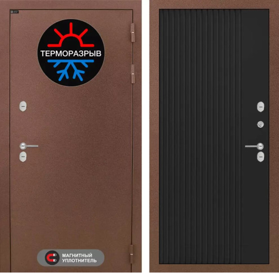 Входная дверь Термо Магнит 29 - Черный кварц | Металл с 2-х слойным покрытием. 1 слой - цинкосодержащий грунт, 2 слой - покраска 