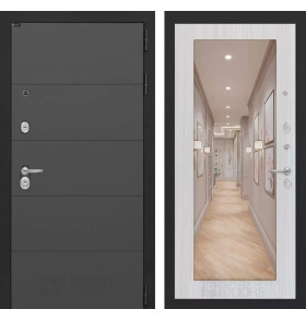 Входная дверь ART с Зеркалом 18 - Сандал белый