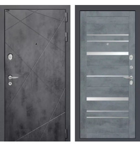 Входная дверь LOFT 20 - Бетон темный, зеркальные вставки