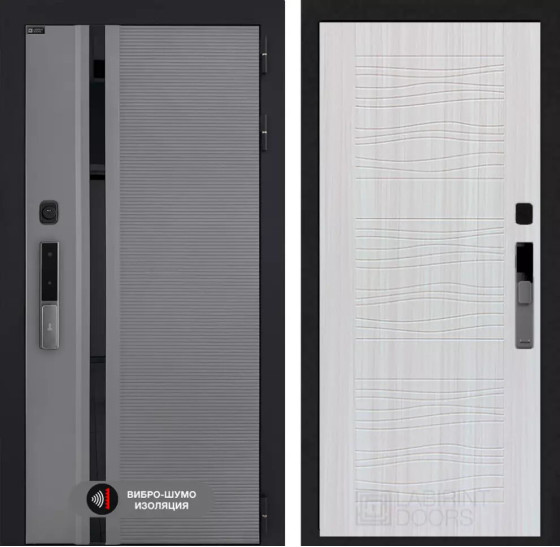 Входная дверь Пиано Смарт 2.0 панель 06 - Сандал белый | Фрезерованная МДФ панель 10 мм, цвет 