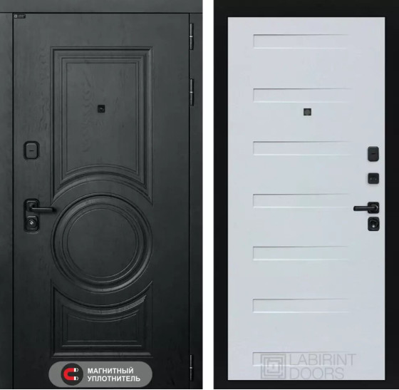 Входная дверь GRAND 14 - Дуб кантри белый горизонт | Стильная декоративная MDF панель 16 мм с наличником, цвет 