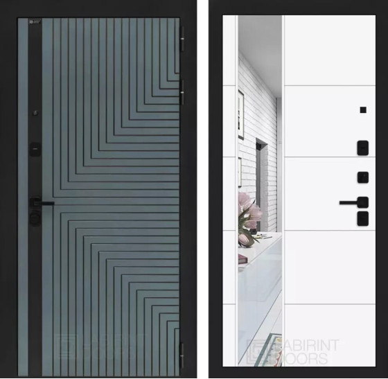 Входная дверь CREDOR с Зеркалом 19 - Белый софт | Фрезерованная МДФ панель 10 мм, цвет 