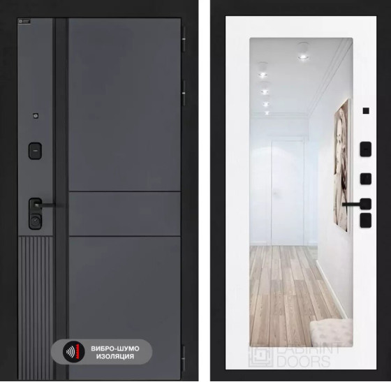 Входная дверь EVOLAB с Зеркалом 18 - Белое дерево | Фрезерованная МДФ панель 10 мм, цвет 