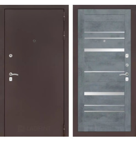 Входная дверь CLASSIC антик медный 20 - Бетон темный, зеркальные вставки