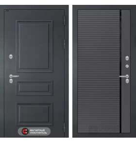 Входная дверь Атлантик 22 - Графит софт, черная вставка