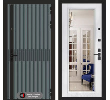 Входная дверь ISSIDA с Зеркалом Фацет - Белый софт