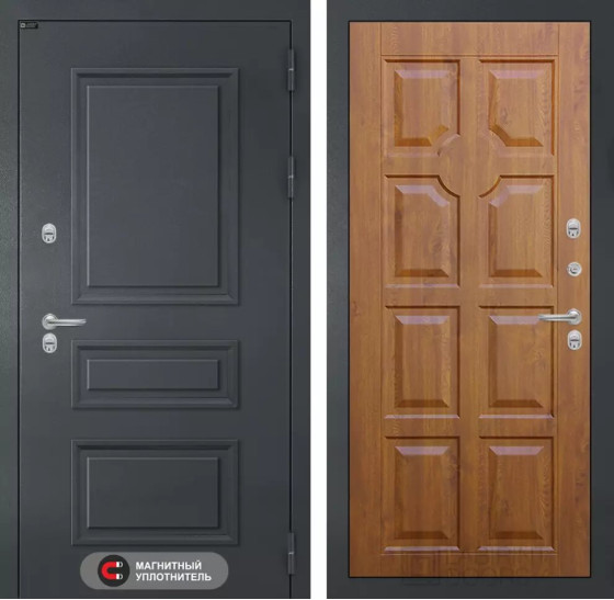 Входная дверь Атлантик 17 - Золотой дуб (Винорит) | Металлическая отделка 3D филенка