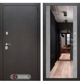 Входная дверь SILVER с Зеркалом Максимум - Бетон светлый