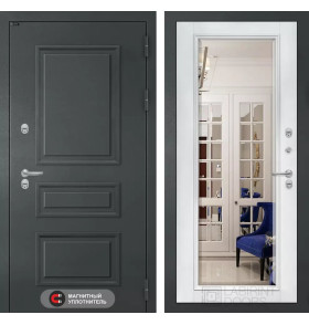 Входная дверь Атлантик с Зеркалом Фацет - Белый софт