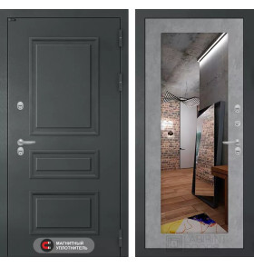 Входная дверь Атлантик с Зеркалом 18 - Бетон светлый