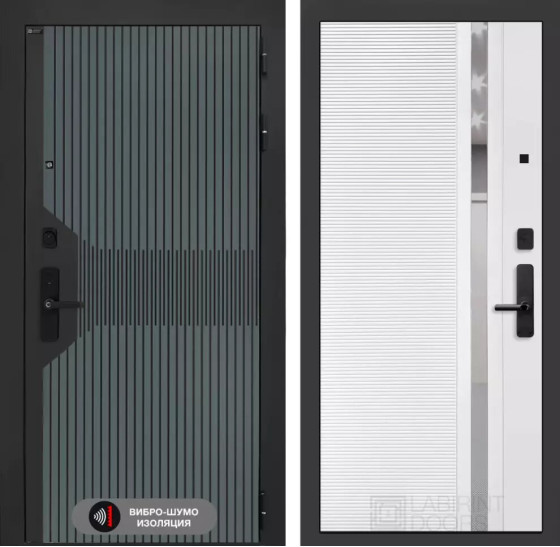 Входная дверь Смартлаб 31 - Белый софт, зеркальная вставка с тонировкой | Фрезерованная МДФ панель 10 мм, цвет 