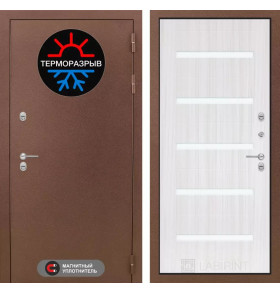 Входная дверь Термо Магнит 01 - Сандал белый, стекло белое
