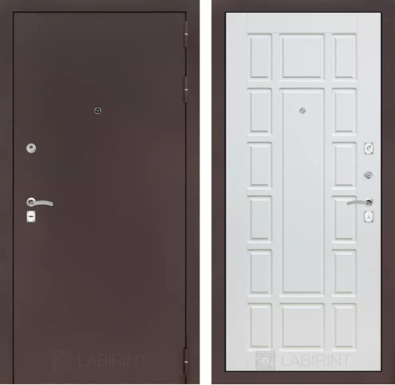 Входная дверь CLASSIC антик медный 12 - Белое дерево | Металл с практичным покрытием 