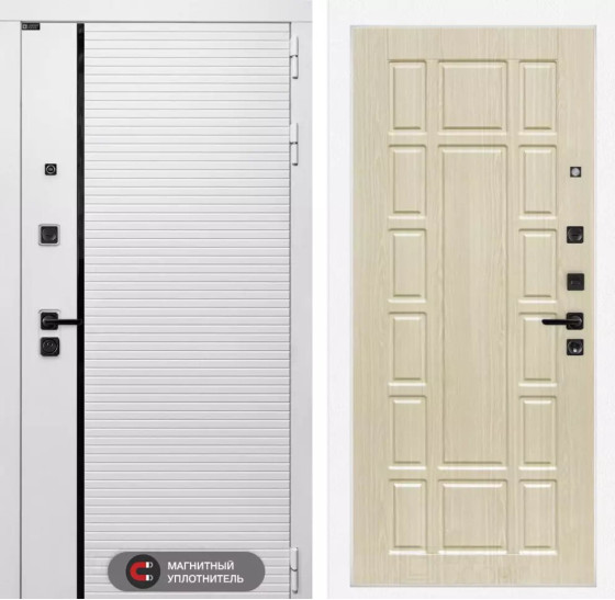 Входная дверь ROYAL 12 - Беленый дуб | Современная MDF панель 10 мм с наличником, цвет 