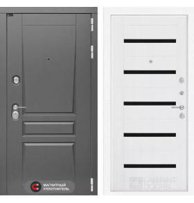 Входная дверь Платинум 01 - Белое дерево, стекло черное