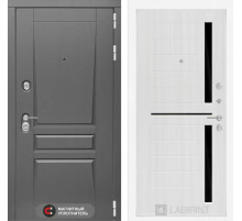 Входная дверь Платинум 02 - Сандал белый, стекло черное