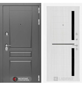 Входная дверь Платинум 02 - Сандал белый, стекло черное