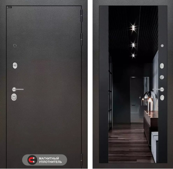 Входная дверь SILVER с тонированным зеркалом Максимум - Черный кварц | Металл с покрытием 