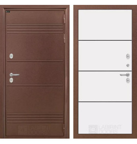 Входная дверь Термо Лайт 25 - Белый софт, черный молдинг