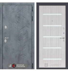 Входная дверь Бетон 01 - Сандал белый, стекло белое